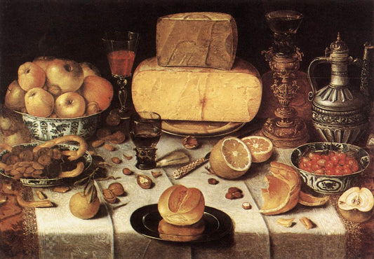 Still Life with Jug and Knife, vintage artwork by Nicolaes Gillis, 12x8" (A4) Poster