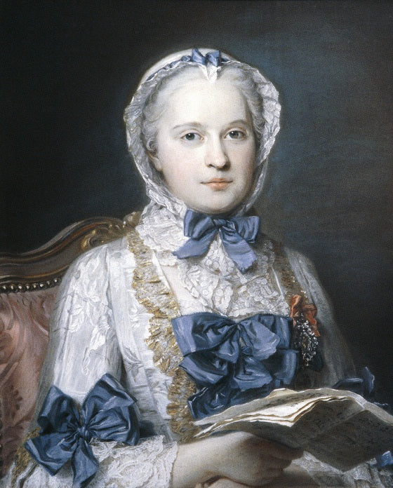 Portrait of Marie Josèphe of Saxony, vintage artwork by Maurice Quentin de La Tour, 12x8" (A4) Poster