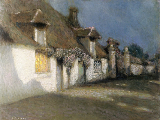 Cottages in the Moonlight, vintage artwork by Henri Le Sidaner, 12x8" (A4) Poster