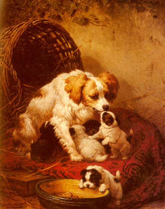 The Happy Litter, vintage artwork by Henriette Ronner-Knip, A3 (16x12") Poster Print