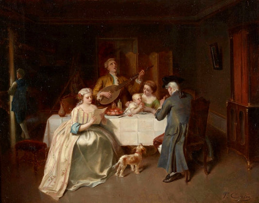 La lecon de musique, vintage artwork by Theodore Ceriez, 12x8" (A4) Poster