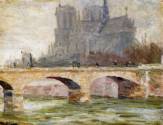 View of Notre Dame, Paris, vintage artwork by Rinaldo Cuneo, 12x8" (A4) Poster