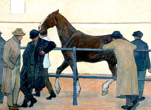 Horse Dealers (Sale at Ward's Repository No.1, vintage artwork by Robert Bevan, 12x8" (A4) Poster
