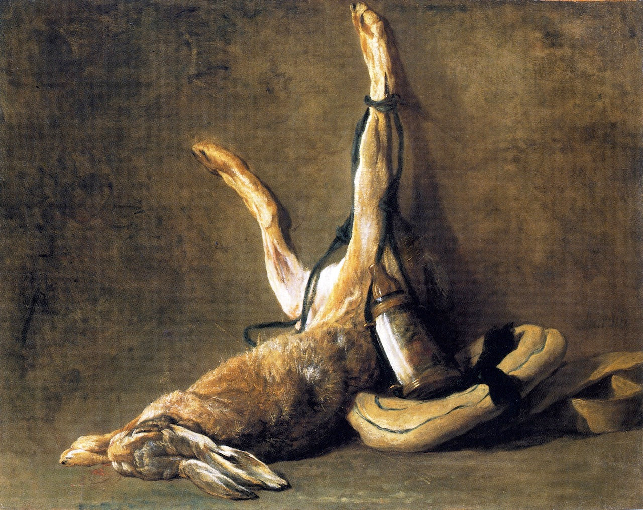 Hare with Game Bag and Powder Flask, vintage artwork by Jean-Baptiste-Simeon Chardin, 12x8" (A4) Poster