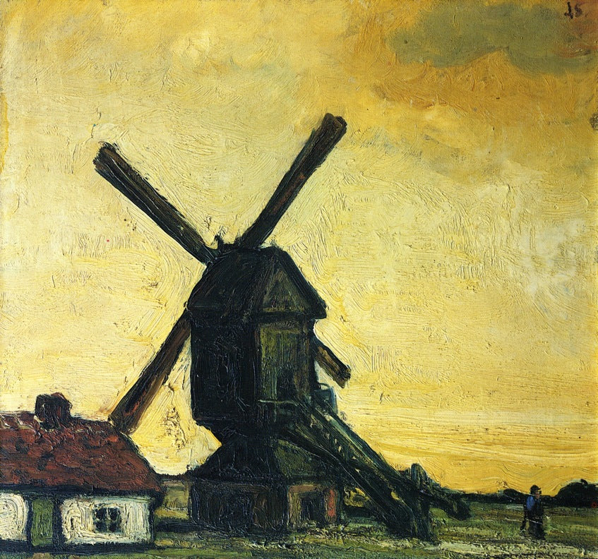 Windmill at Haechterbroek, vintage artwork by Jakob Smits, 12x8" (A4) Poster