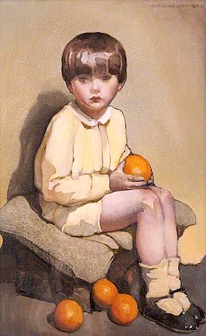 Little Boy with Oranges by Norah Neilson Gray,16x12(A3) Poster