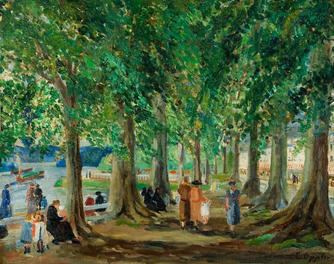 The Beach Promenade by Ernst Oppler,A3(16x12")Poster