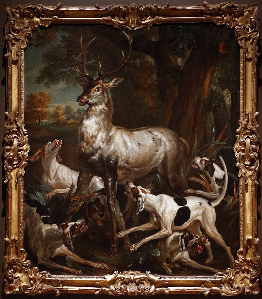 Deer Hunt, vintage artwork by Jean-Baptiste Oudry, 12x8" (A4) Poster