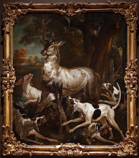 Deer Hunt, vintage artwork by Jean-Baptiste Oudry, 12x8" (A4) Poster