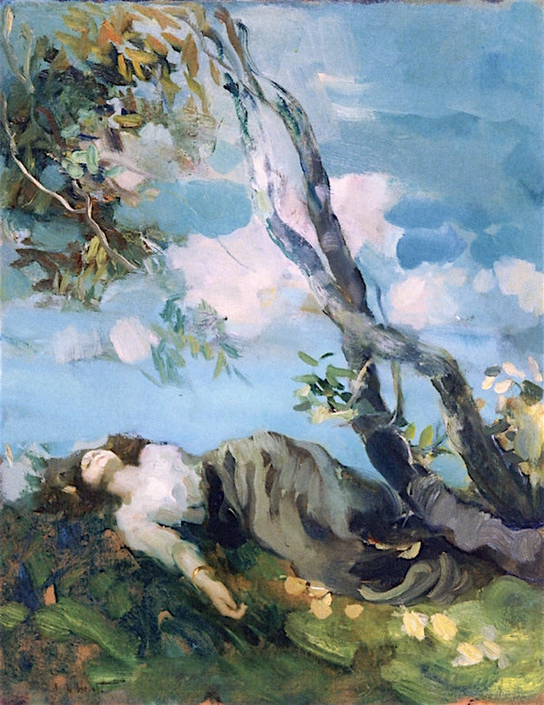 Young Woman Resting under a Tree by Albrogio Antonio Alciati,16x12(A3) Poster