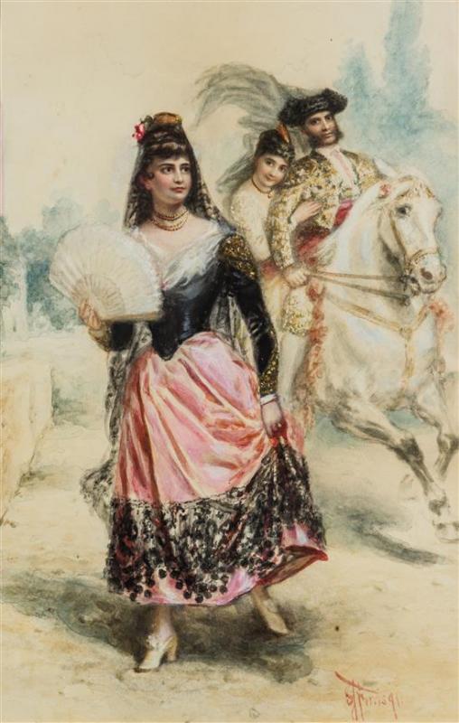 Woman with Fan, vintage artwork by Stephen James Ferris, 12x8" (A4) Poster