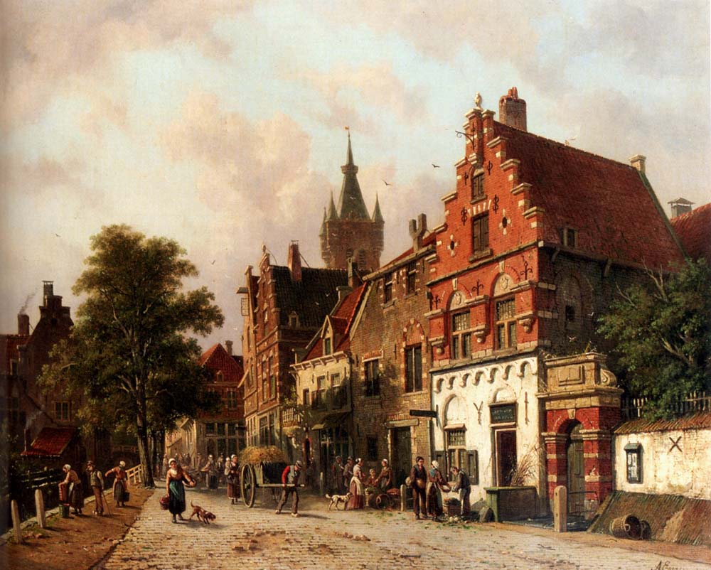 A View In Delft, vintage artwork by Adrianus Eversen, A3 (16x12") Poster Print