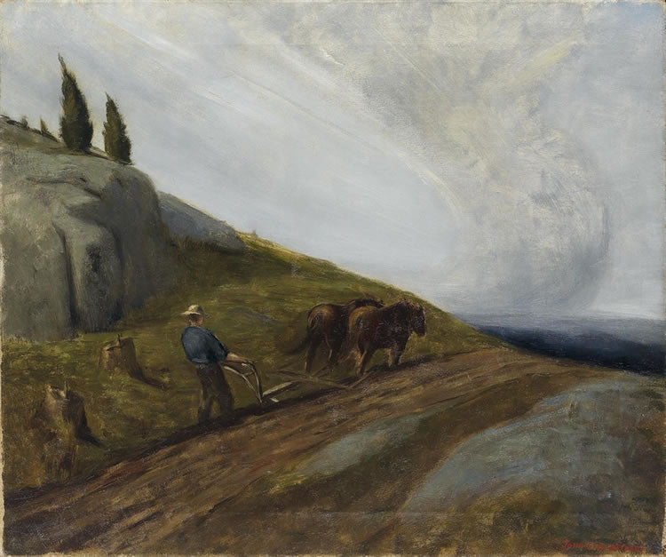 Plowing before the Storm by John Steuart Curry,16x12(A3) Poster