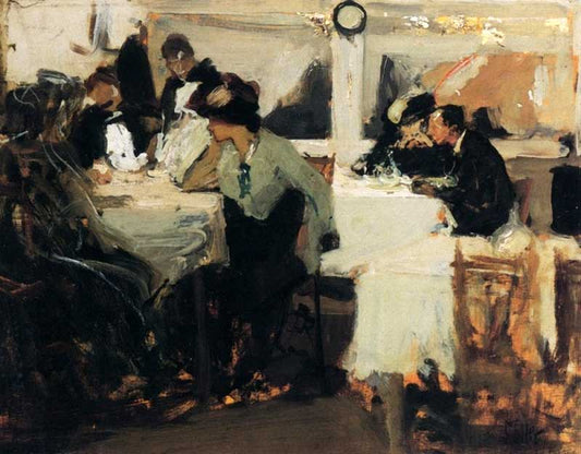 Cafe De Paris, vintage artwork by Richard Edward Miller, 12x8" (A4) Poster