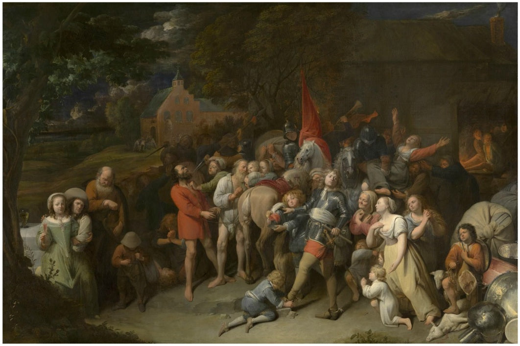 Plundering Soldiers, vintage artwork by David Ryckaert III, 12x8" (A4) Poster