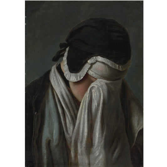 Portrait of a Young Girl, Hiding Her Eyes, vintage artwork by Pietro Antonio Rotari, 12x8" (A4) Poster