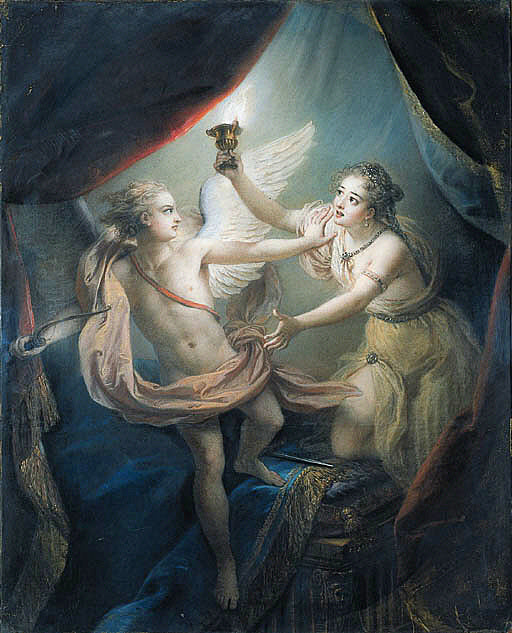 Cupid abandoning Psyche (1st version), vintage artwork by Charles-Antoine Coypel IV, 12x8" (A4) Poster