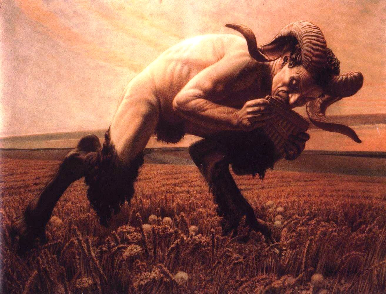 The Faun, vintage artwork by Carlos Schwabe, 12x8" (A4) Poster