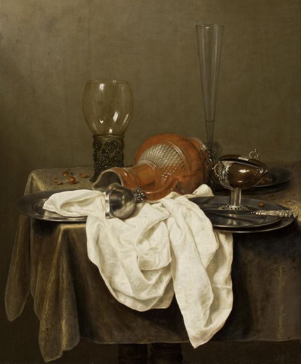 A Still Life on a Table, vintage artwork by Gerrit Willemsz Heda, 12x8" (A4) Poster