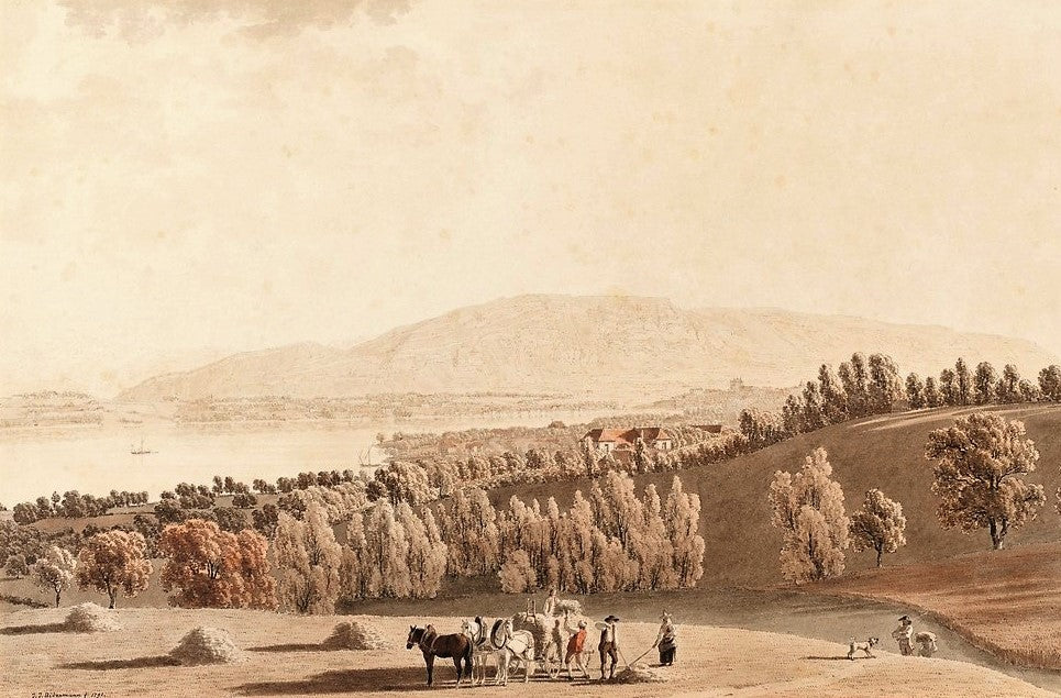 Genf from the North-West, vintage artwork by Johannes Jakob Biedermann, 12x8" (A4) Poster
