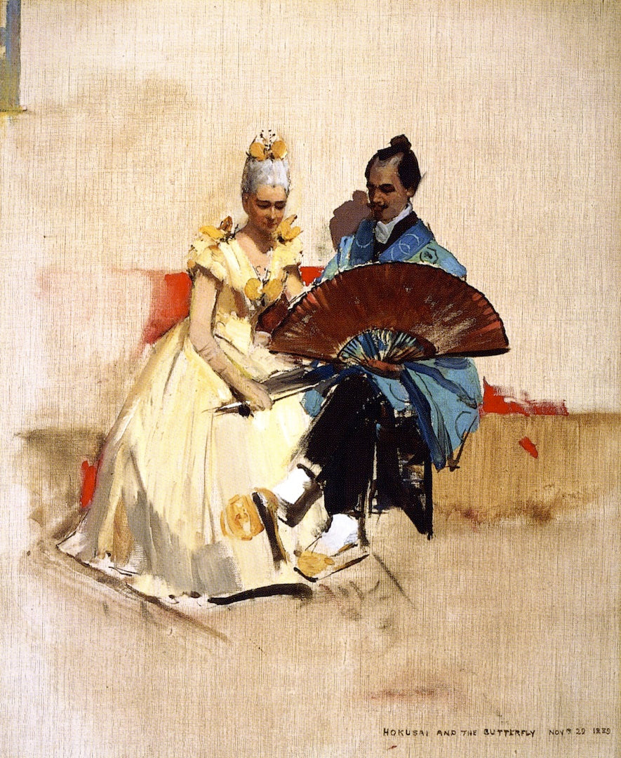 Hokusai and the Butterfly, vintage artwork by Edward Arthur Walton, R.S.A., P.R.S.W., 12x8" (A4) Poster