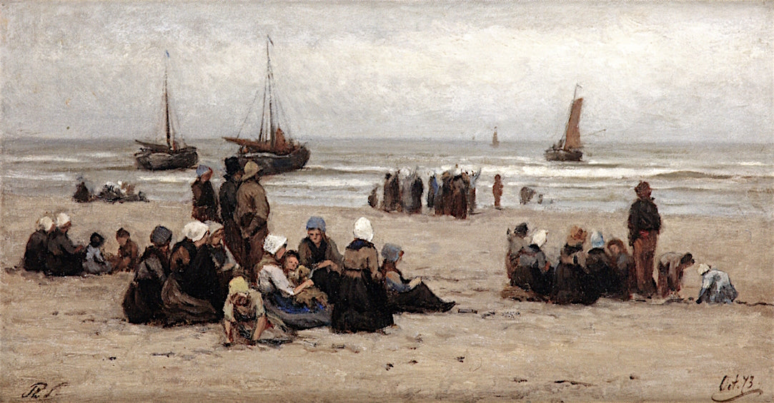 Awaiting the Fleet, vintage artwork by Philip Lodewijk Jacob Frederik Sadee, 12x8" (A4) Poster