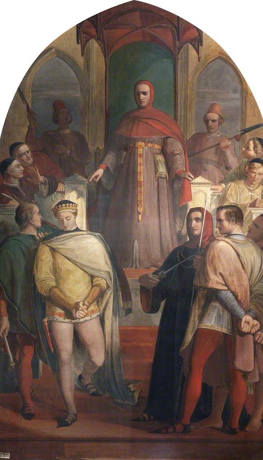Prince Henry Acknowledging the Authority of Judge Gascoigne, vintage artwork by Richard Redgrave, A3 (16x12") Poster Print