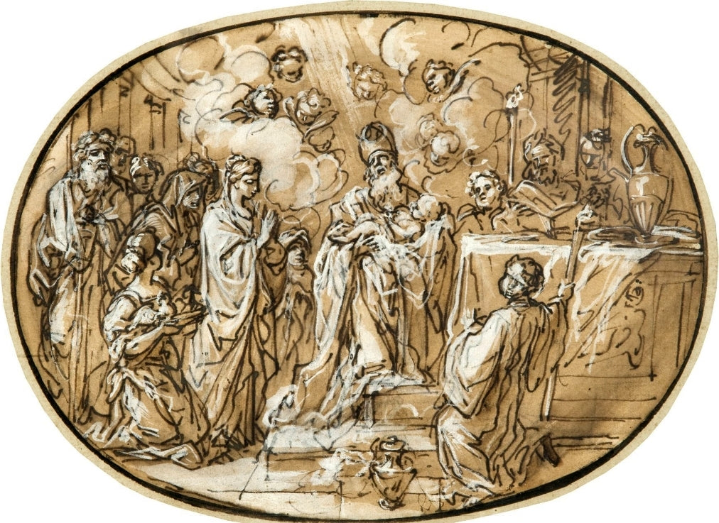 Presentation of Jesus, vintage artwork by Attributed to Bon Boullogne, 12x8" (A4) Poster