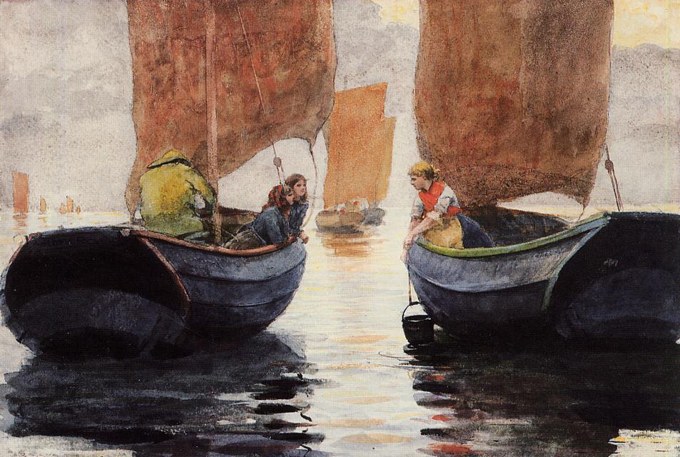 An Afterglow, vintage artwork by Winslow Homer, 12x8" (A4) Poster