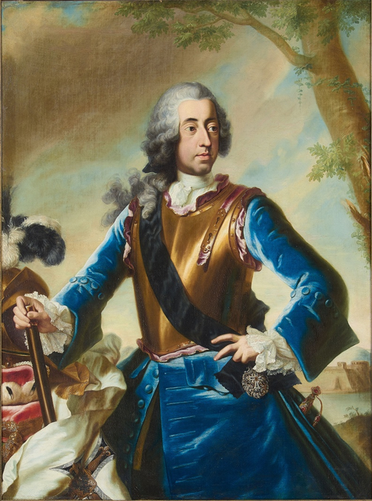 Clemens August of Bavaria as Grand Master of Teutonic Knights, vintage artwork by Georg Desmarees, 12x8" (A4) Poster