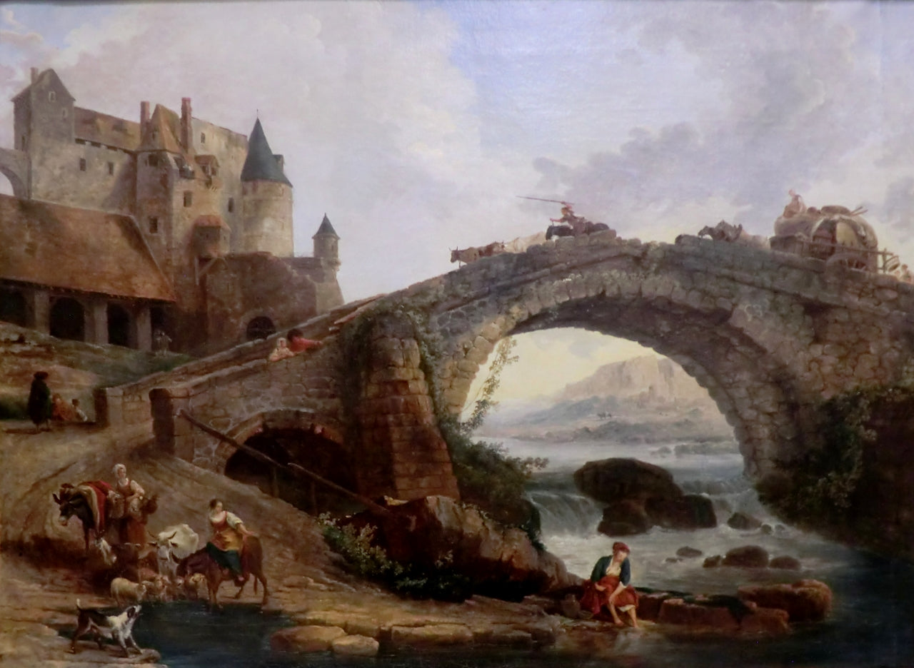Le pont (The Bridge), vintage artwork by Hubert Robert, 12x8" (A4) Poster