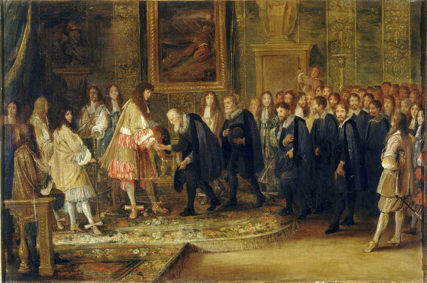 Louis XIV Receiving the 13 Swiss Ambassadors, vintage artwork by Charles Le Brun, 12x8" (A4) Poster