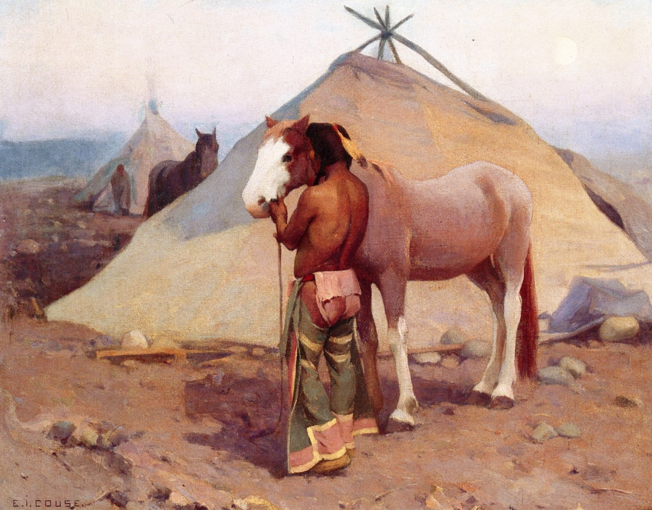 Klikitat Indian with Pony by Eanger Irving Couse,A3(16x12")Poster