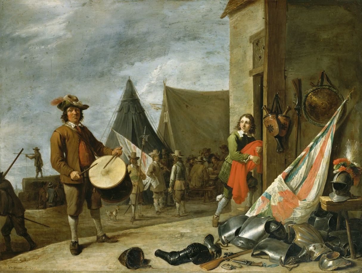 The Drummer, vintage artwork by David Teniers (II), 12x8" (A4) Poster