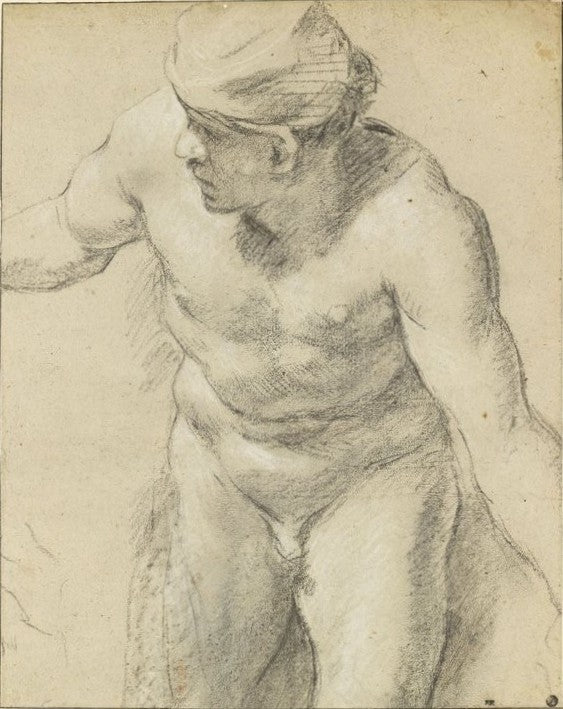 Naked Man Looking Left, vintage artwork by Jacob Van Loo, 12x8" (A4) Poster