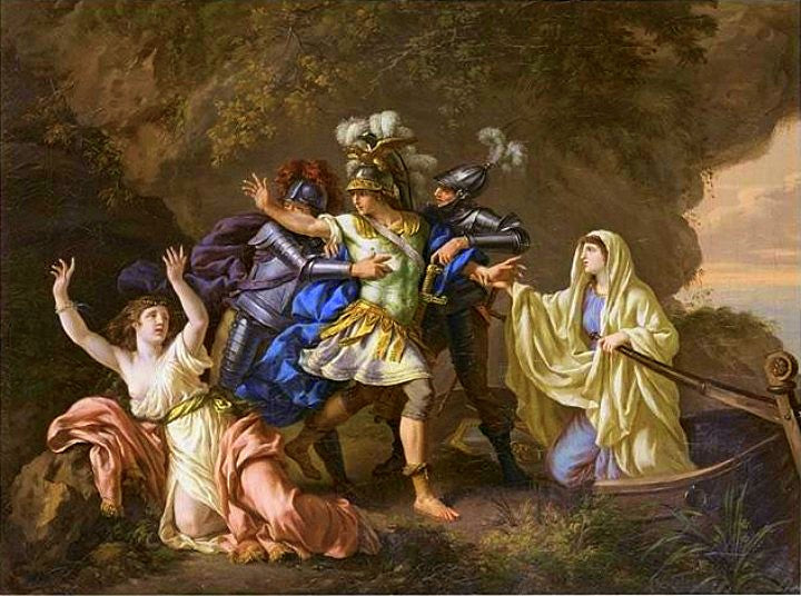 Rinaldo Leaving Armida, vintage artwork by Jean-Jacques Lagrenee, 12x8" (A4) Poster