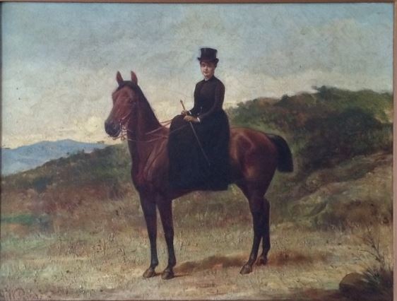 Woman on Horseback, vintage artwork by George W. Pettit, 12x8" (A4) Poster