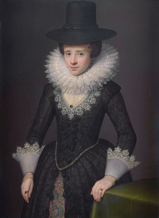 Portrait of Anna Boudaen Courten, vintage artwork by Salomon Mesdach, 12x8" (A4) Poster