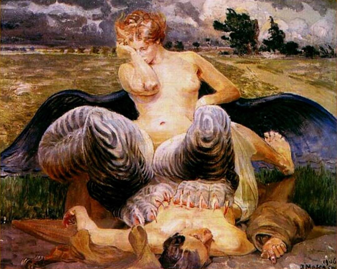 The Artist and Chimera, vintage artwork by Jacek Malczewski, 12x8" (A4) Poster
