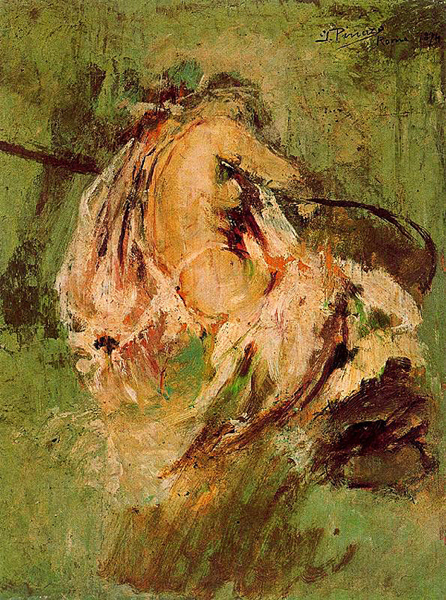 Female Nude from the Back, vintage artwork by Ignacio Pinazo Camarlench, 12x8" (A4) Poster