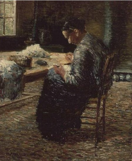 Mother Sewing by Charles Angrand,A3(16x12")Poster