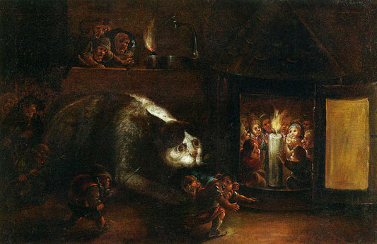 L'assalto del gatto, vintage artwork by Faustino Bocchi, 12x8" (A4) Poster