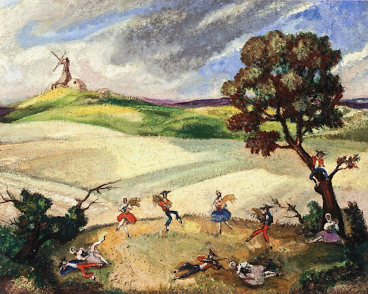 Set Design for 'La fille mal gardee' Act 2, Scene 3, vintage artwork by Sergei Sudeikin, 12x8" (A4) Poster