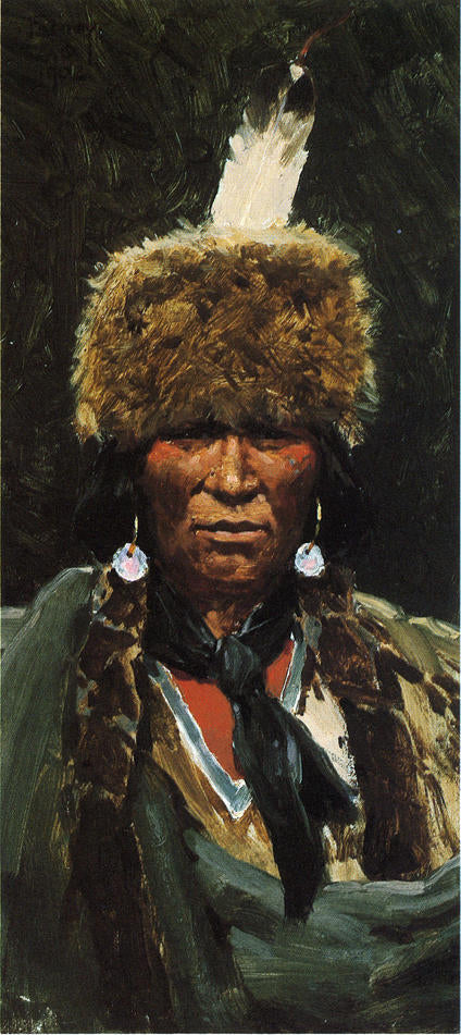 Chief Ogallala Fire, vintage artwork by Henry F. Farny, 12x8" (A4) Poster