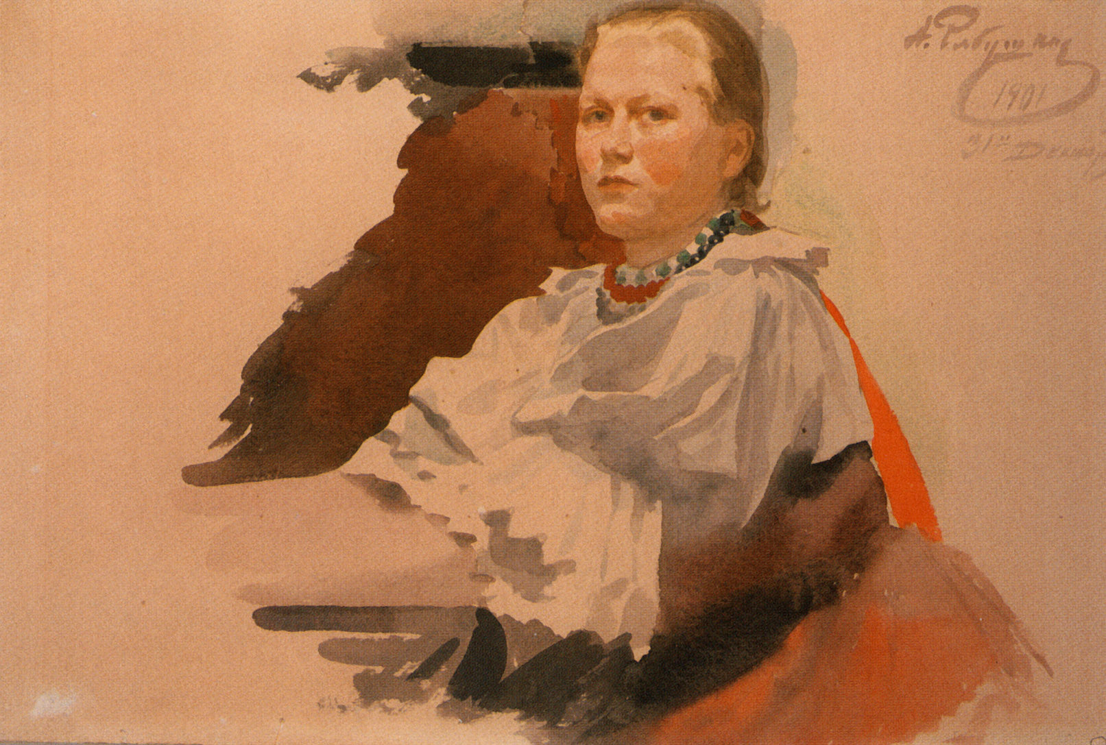 Girl in a Russian Costume by Andrei Petrovich Riabushkin,A3(16x12")Poster