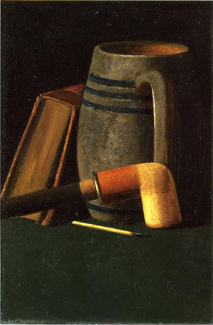 Book, Mug, Pipe and Match, vintage artwork by John Frederick Peto, 12x8" (A4) Poster