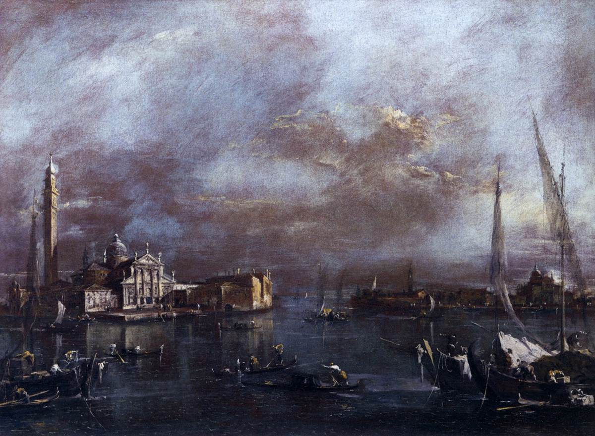 Bacino di San Marco with San Giorgio and the Giudecca, vintage artwork by Francesco Guardi, 12x8" (A4) Poster