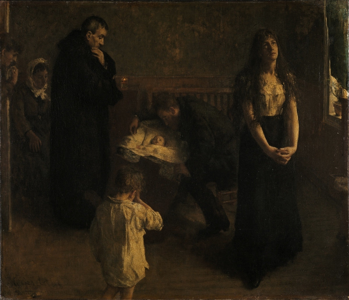 The Dying Child, vintage artwork by Hans Heyerdahl, 12x8" (A4) Poster