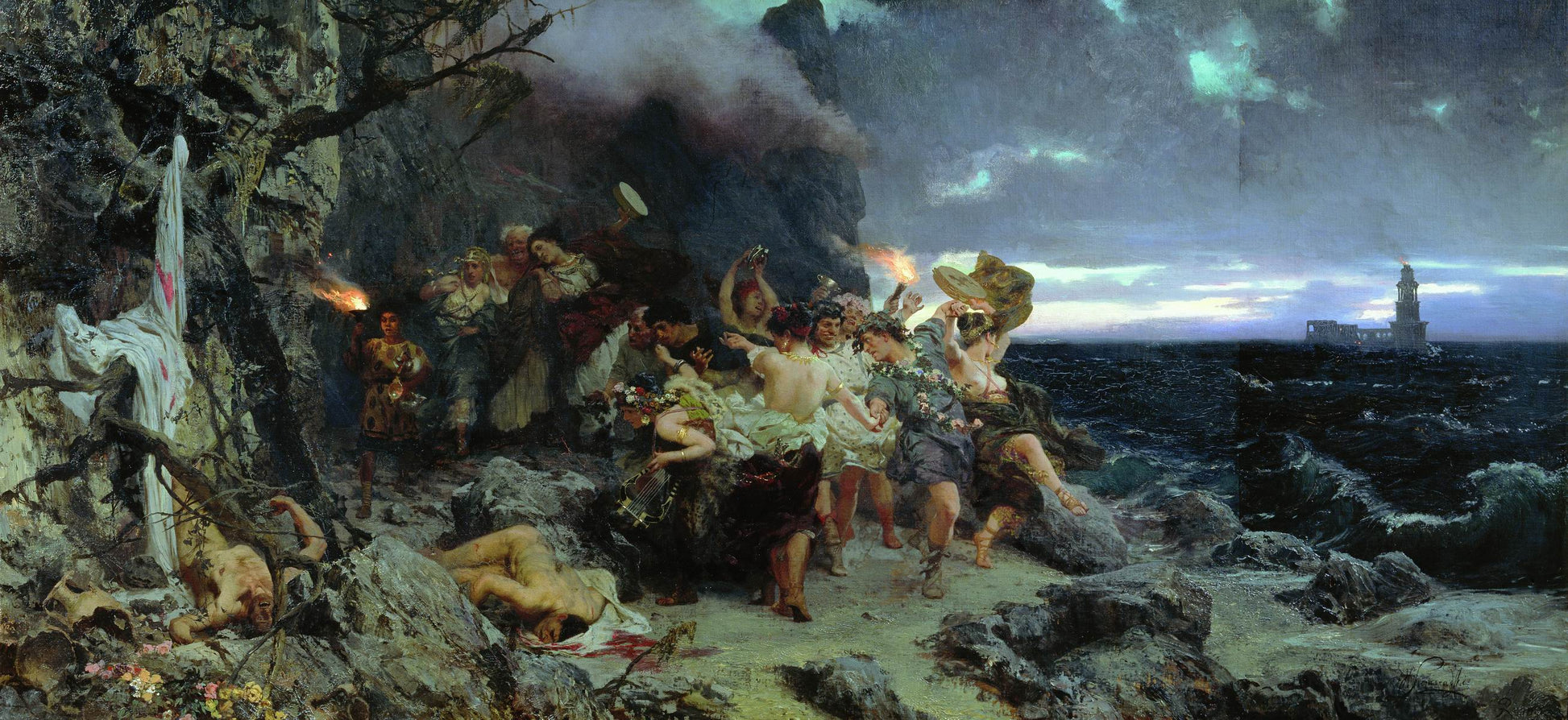 An Orgy on the Island of Capri, vintage artwork by Hendryk Siemiradzki, 12x8" (A4) Poster