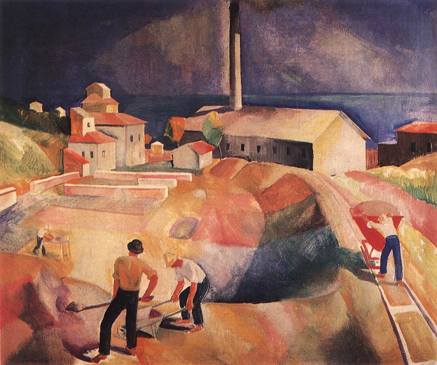 Brick-yard, vintage artwork by Karoly Patko, 12x8" (A4) Poster